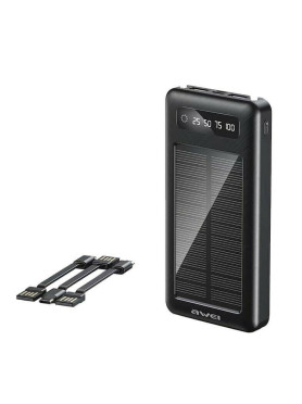 Awei P129K Ηλιακό Power Bank 10000mAh με 2 Θύρες USB-A Μαύρο