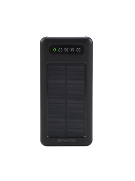 Awei P129K Ηλιακό Power Bank 10000mAh με 2 Θύρες USB-A Μαύρο