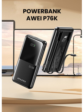 Awei P76K Power Bank 10000mAh 22.5W Μαύρο