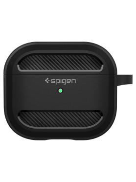 Spigen Rugged Armor Θήκη Σιλικόνης με Γάντζο Matte Black για Apple AirPods 3