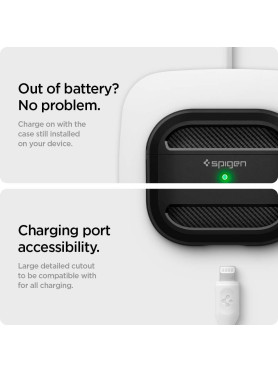 Spigen Rugged Armor Θήκη Σιλικόνης με Γάντζο Matte Black για Apple AirPods 3