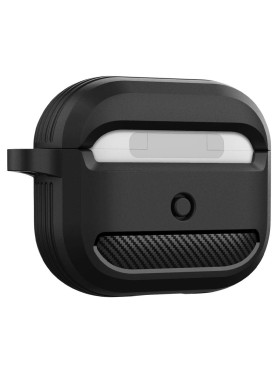 Spigen Rugged Armor Θήκη Σιλικόνης με Γάντζο Matte Black για Apple AirPods 3