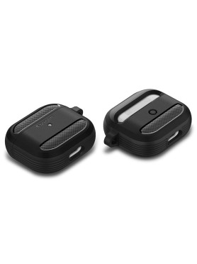 Spigen Rugged Armor Θήκη Σιλικόνης με Γάντζο Matte Black για Apple AirPods 3