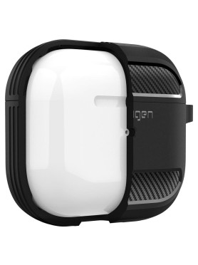 Spigen Rugged Armor Θήκη Σιλικόνης με Γάντζο Matte Black για Apple AirPods 3