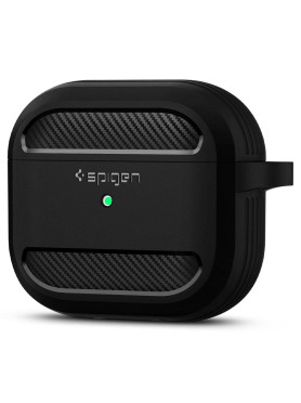Spigen Rugged Armor Θήκη Σιλικόνης με Γάντζο Matte Black για Apple AirPods 3