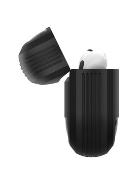 Spigen Rugged Armor Θήκη Σιλικόνης με Γάντζο Matte Black για Apple AirPods 3