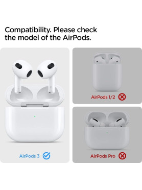 Spigen Rugged Armor Θήκη Σιλικόνης με Γάντζο Matte Black για Apple AirPods 3