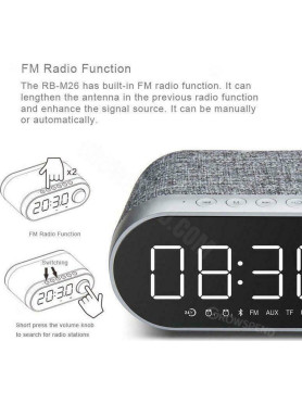Remax Portable Bluetooth Speaker Clock Επιτραπέζιο Ψηφιακό Ρολόι με Ξυπνητήρι Γκρι RB-M26