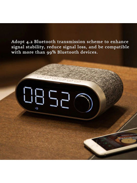 Remax Portable Bluetooth Speaker Clock Επιτραπέζιο Ψηφιακό Ρολόι με Ξυπνητήρι Γκρι RB-M26