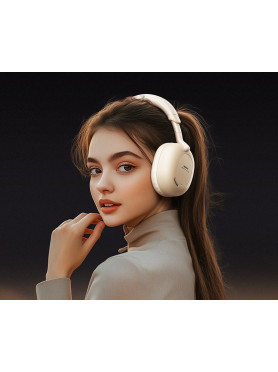 Remax RB-560HB Ασύρματα Bluetooth Over Ear Ακουστικά με 4 ώρες Λειτουργίας Μπεζ