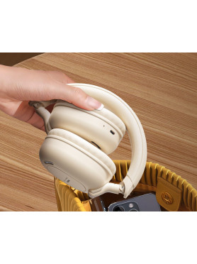 Remax RB-560HB Ασύρματα Bluetooth Over Ear Ακουστικά με 4 ώρες Λειτουργίας Μπεζ