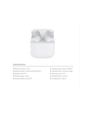 Firo Fi32 Earbud Bluetooth Handsfree Ακουστικά με Θήκη Φόρτισης Λευκά