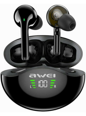 Awei T12P In-ear Bluetooth Handsfree Ακουστικά με Αντοχή στον Ιδρώτα και Θήκη Φόρτισης Μαύρα
