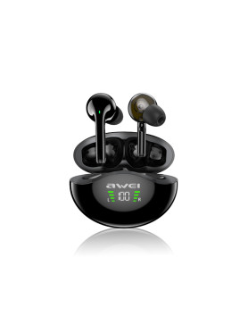 Awei T12P In-ear Bluetooth Handsfree Ακουστικά με Αντοχή στον Ιδρώτα και Θήκη Φόρτισης Μαύρα