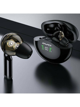 Awei T12P In-ear Bluetooth Handsfree Ακουστικά με Αντοχή στον Ιδρώτα και Θήκη Φόρτισης Μαύρα