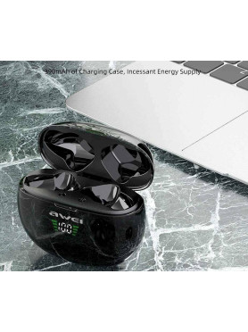 Awei T15P In-ear Bluetooth Handsfree Ακουστικά με Θήκη Φόρτισης Μαύρα