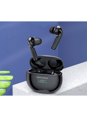 Awei T15P In-ear Bluetooth Handsfree Ακουστικά με Θήκη Φόρτισης Μαύρα