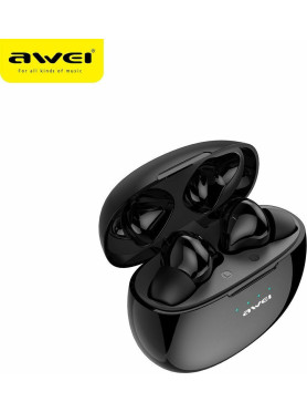 Awei T15P In-ear Bluetooth Handsfree Ακουστικά με Θήκη Φόρτισης Μαύρα
