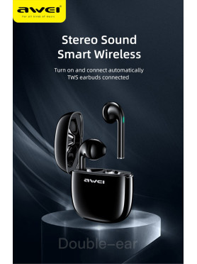 Awei T28 In-ear Bluetooth Handsfree Ακουστικά με Αντοχή στον Ιδρώτα και Θήκη Φόρτισης Μαύρα