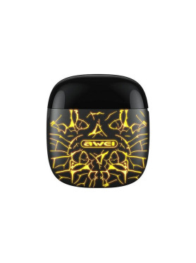 Awei T28 Pro Earbud Bluetooth Handsfree Ακουστικά με Θήκη Φόρτισης Ice Crack Orange