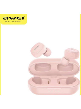 Awei T13 Pro In-ear Bluetooth Handsfree Ακουστικά με Αντοχή στον Ιδρώτα και Θήκη Φόρτισης Ροζ