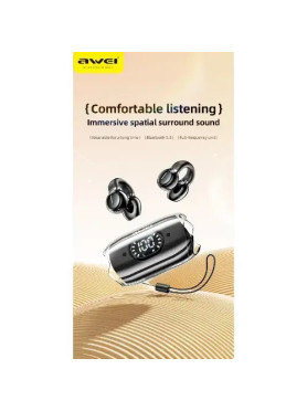 Awei TZ7 Open Ear Bluetooth Handsfree Ακουστικά με Αντοχή στον Ιδρώτα και Θήκη Φόρτισης Μπεζ