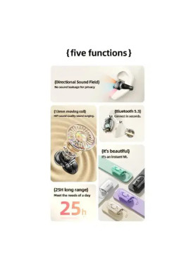 Awei TZ7 Open Ear Bluetooth Handsfree Ακουστικά με Αντοχή στον Ιδρώτα και Θήκη Φόρτισης Μπεζ