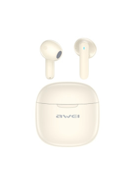 Awei T68 ENC Earbud Bluetooth Handsfree Ακουστικά με Θήκη Φόρτισης Μπεζ