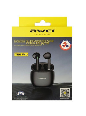 Awei T26 Pro In-ear Bluetooth Handsfree Ακουστικά με Θήκη Φόρτισης Μαύρα