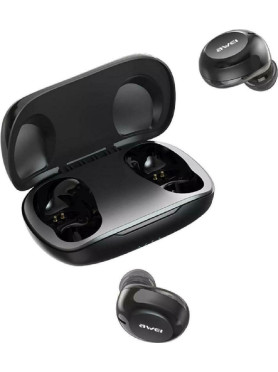 Awei T20 In-ear Bluetooth Handsfree Ακουστικά με Αντοχή στον Ιδρώτα και Θήκη Φόρτισης Μαύρα