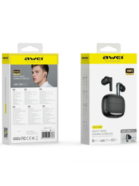 Awei TA19 In-ear Bluetooth Handsfree Ακουστικά με Θήκη Φόρτισης Μαύρα