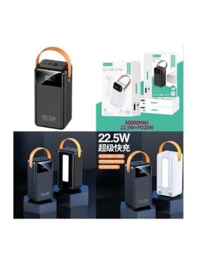 Sovo PD121 Power Bank 60000mAh 22.5W με 2 Θύρες USB-A και Θύρα USB-C Quick Charge 3.0 Μαύρο