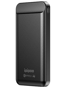 Ipipoo LP-26 Power Bank 10000mAh με 2 Θύρες USB-A και Θύρα USB-C Quick Charge 3.0 Μαύρο