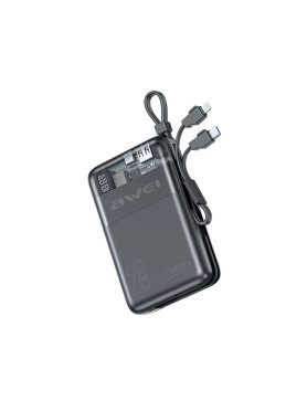 Awei P17K Power Bank 10000mAh 22.5W με Θύρα USB-A και Θύρα USB-C Γκρι