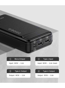 Awei P6K Power Bank 20000mAh Μαύρο