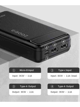 Awei P6K Power Bank 20000mAh Μαύρο