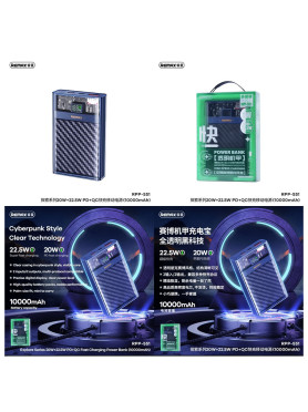 Remax RPP-551 Power Bank 10000mAh με Θύρα USB-A και Θύρα USB-C Power Delivery Μπλε