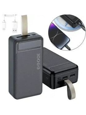 Awei P7K Power Bank 30000mAh με 2 Θύρες USB-A και Θύρα USB-C Μαύρο