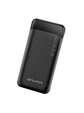 Awei P37K Power Bank 10000mAh με 2 Θύρες USB-A και Θύρα USB-C Μαύρο