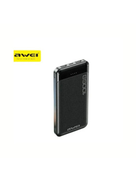 Awei P37K Power Bank 10000mAh με 2 Θύρες USB-A και Θύρα USB-C Μαύρο