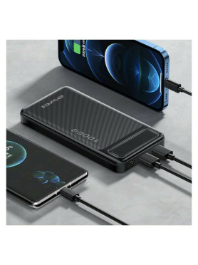 Awei P5K Power Bank 10000mAh με 2 Θύρες USB-A Μαύρο