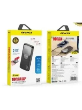 Awei P32K Power Bank 10000mAh με 2 Θύρες USB-A και Θύρα USB-C Μαύρο