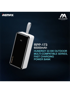 Remax RPP-173 Power Bank 60000mAh 22.5W με 4 Θύρες USB-A και Θύρα USB-C Λευκό