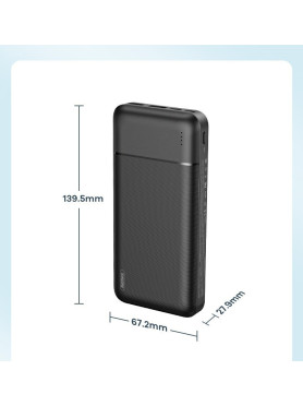 Remax RPP-166 Power Bank 20000mAh με 2 Θύρες USB-A Μαύρο