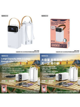 Remax RPP-565 Power Bank 60000mAh 22.5W με 2 Θύρες USB-A και Θύρα USB-C Quick Charge 3.0 Λευκό