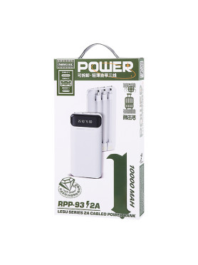 Remax RPP-93 Power Bank 10000mAh με 2 Θύρες USB-A Λευκό
