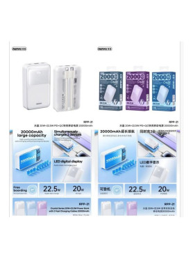 Remax RPP-21 Power Bank 20000mAh 22.5W με Θύρα USB-A Λευκό