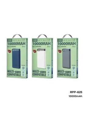 Remax RPP-625 Power Bank 10000mAh 15W με 2 Θύρες USB-A και Θύρα USB-C Power Delivery Λευκό