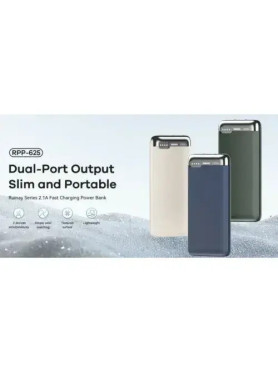 Remax RPP-625 Power Bank 10000mAh 15W με 2 Θύρες USB-A και Θύρα USB-C Power Delivery Λευκό