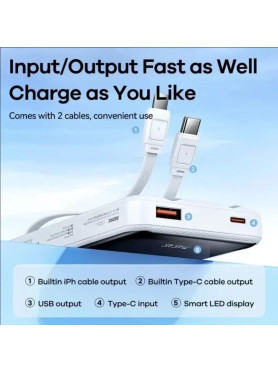 Remax RPP-679 Power Bank 10000mAh 22.5W με Θύρα USB-A και Θύρα USB-C Λευκό